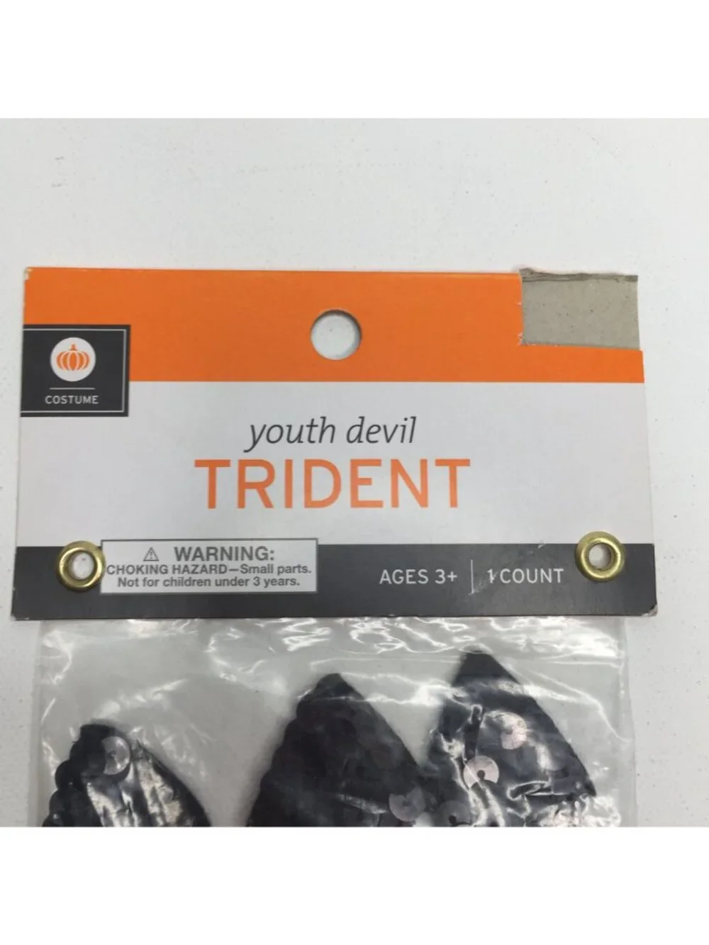 Youth Devil Trident Black Sequin Halloween Costume Accessory Ages 3+ New Package - Picture 3 of 6